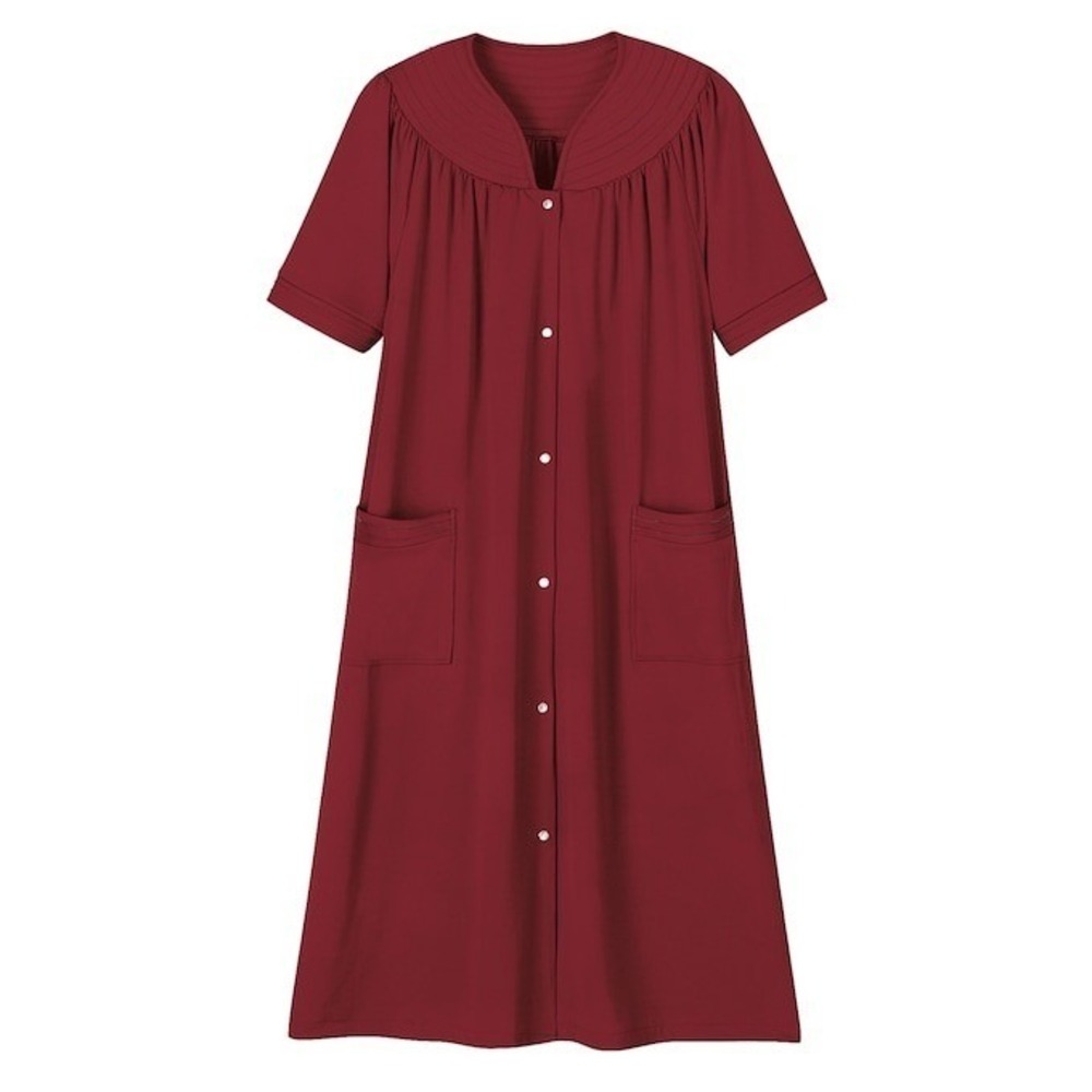 Anthony Richard's- Polyester Snap-Front Duster-4X-New-Maroon Red